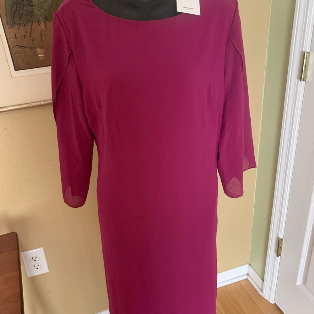 Grace Karin Magenta Long Sleeve Dress NWT